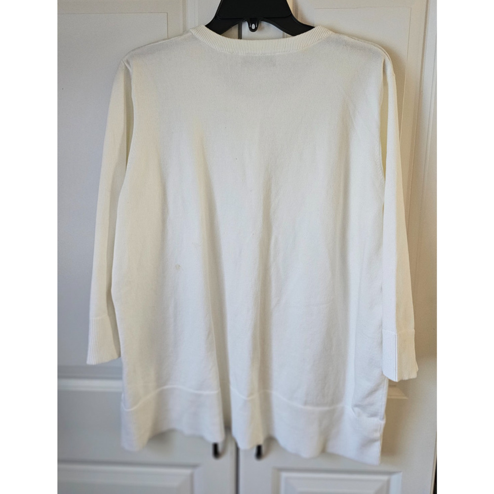 NWT Jones New York White Cardigan Cotton/Nylon 2 Pocket Cardigan Sweater $84 2XL - Picture 7 of 8
